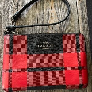 Coach Buffalo Plaid Wristlet
